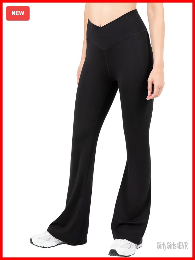 Buttery Soft High Waist Crossover Flare Leggings Yoga Pants No Side Seam